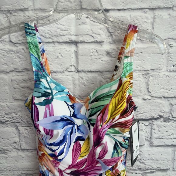 Maxine’s Of Hollywood Women’s NWT Minimizes Tropical Print Bathing Suit Size 8 - Picture 2 of 10